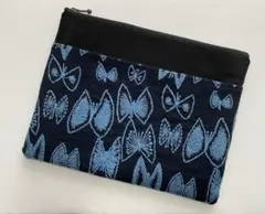 ミナペルホネン　ファスナーポーチ　大　ハンドメイド　スカイフラワー