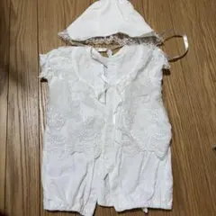 ホワイト セレモニースーツ 帽子付き　50-60 ベビードレス