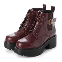 YOSUKE ダークブラウン レースアップブーツ