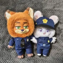 【新品】ズートピア ぬいぐるみキーホルダー ジュディ＆ニック 警察官 2種