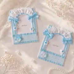 レースデコ トレカケース デコ 水色 ホワイト メイド ホイップデコ 2点セット
