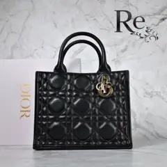 【現行】ディオール ブックトート　トートバッグ ショルダーバッグ レザー　黒