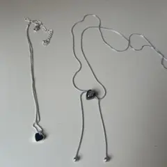 シルバー ハート型ネックレス 2個セット