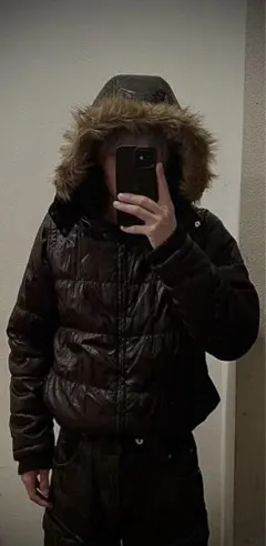 y2k ファー付きダウン　ブラック