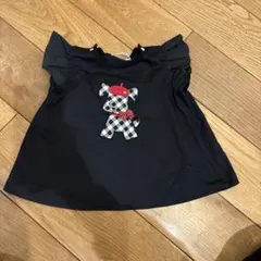 familiar 黒犬刺繍フリル袖チュニック 90cm