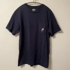 ユニクロ　UT　マリオTシャツ　ネイビー クルーネックTシャツ キャラクター刺繍