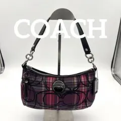 極美品✨COACH ハーフムーン ピンクチェック ショルダーバッグ　90s