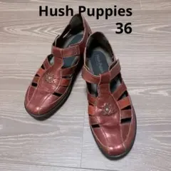 Hush Puppies レザーサンダル レッド系 花柄ステッチ 36のサムネイル