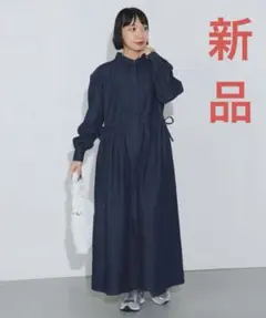 BEAMS HEART デニム ドロスト シャツワンピース