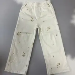 PETIT MAIN 花柄アイボリー長ズボン