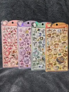 正規品★うるちゅるポップシール　キティ　クロミ　ポチャッコ　ポムポムプリン　4枚
