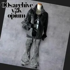2000's blackdenim flare pants bleach y2k