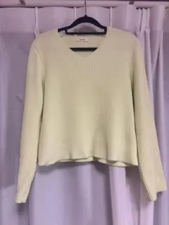 デプレ リブニット Vネック 綿 ニット レディース