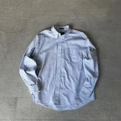 00s EDDIEBAUER ストライプBDシャツ ( Lサイズ ) サックス色