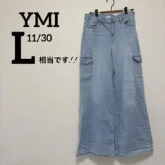 一点もの❤️ YMI 【L相当】 ハイライズスケーター ワイドレッグデニム
