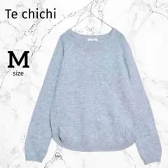 【テチチ】アンゴラ混ニット クルーネック ラウンドヘム M グレー
