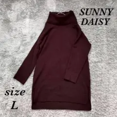 サニーデイジー (L) 膝丈 ニットワンピース チュニック オフタートル 秋冬