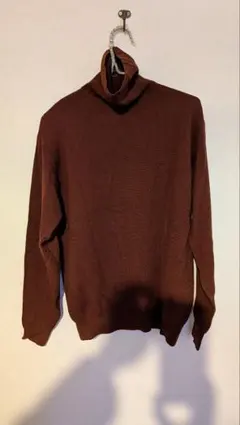 ブラウン ウール100% 長袖セーター M