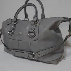 COACH 2wayバッグ グレー レザー ハンドバッグ ショルダー