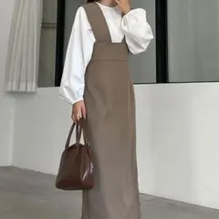 Louere ワイドショルダースカート ジャンパースカート 淡色