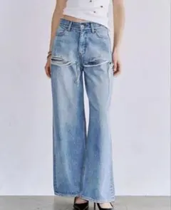 JOSEMOON LAYERED LIKE DENIM PANTSライトブルーのサムネイル