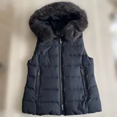 週末値下げ☆リアルファー黒ダウンベスト 00s 平成ギャル ファー ダウン ベスト 光沢 お兄系 グランジ y2k