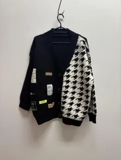 ハウンドトゥース柄カーディガン