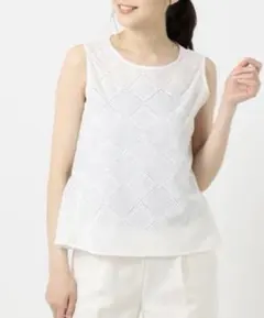 any SiS 洗えるコットン刺繍レース ブラウス （オフホワイト）