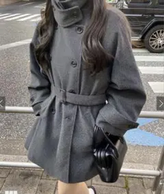 ベルト付きマルチWayフェイクウールコート[fo1762]