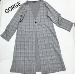 【GORGE 】春物 グレンチェック柄 Vネック 薄手アウター ノーカラーのサムネイル