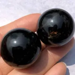 【残りわずか！虹入り！2個セット】最強魔除け　天然石　モリオン　丸玉12