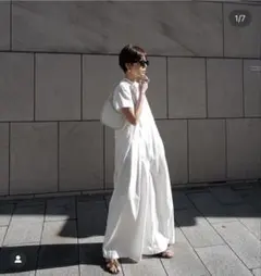 【美品】MACHATT ハーフスリーブ オールインワン　ホワイト