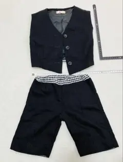 90cm キッズ フォーマルスーツ ベスト ハーフパンツ ブラック 男の子