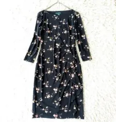 最終値下げ ローレンラルフローレン ワンピース 花柄 ドレープ ストレッチ S