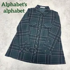アルファベッツアルファベット美品チェック柄シフォンシャツ ブラウス F グリーン