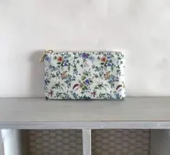 リバティ＊フロリバンダ(ブルー)ミニケース　ポーチ　ハンドメイド