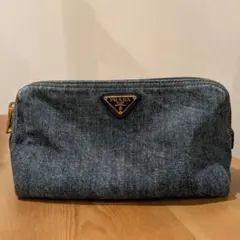 PRADA プラダ ポーチ ギンガムチェック ブルー 水色 - メルカリ