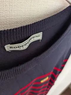 【超美品】RODEO CROWNS ボーダー ニット 薄手 とろみ ネイビー 赤