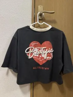 ハートグラフィック Tシャツ ダークグレー M