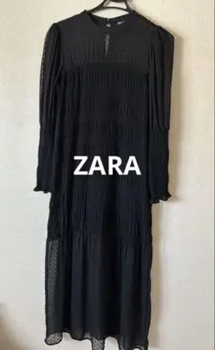 ZARA ブラックシアーロングワンピース　長袖