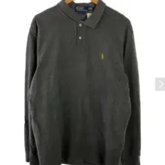POLO RALPH LAUREN ダークグレー 長袖ポロシャツ XL