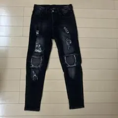 美品】 アダムスジャグラー レトロエンジン ケミカルブラック デニム 