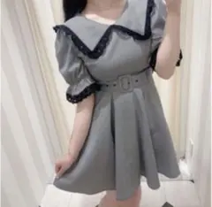 evelyn 千鳥格子大襟フレアワンピース