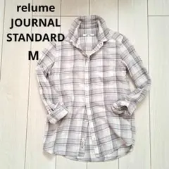 relume JOURNAL STANDARD 長袖チェックシャツ M 綿麻