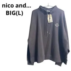 新品◎ニコアンド 裏起毛ハーフZIPプルオーバー チャコール BIG Lサイズ