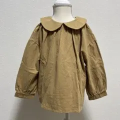 キッズ 丸襟長袖トップス 110cm キャメル 子供服 フォーマル 礼服 シャツ