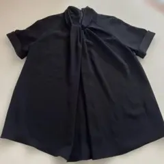 ハイネック 半袖 ブラウス ブラック 36