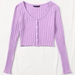 クロップド丈リブカーディガン