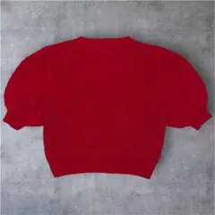 GU ジーユー ケーブル編みニット セーター パフスリーブ ラウンドネック L