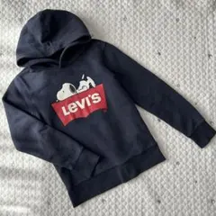 【8865】Levi's スヌーピー パーカー ネイビー　S　130cmくらい